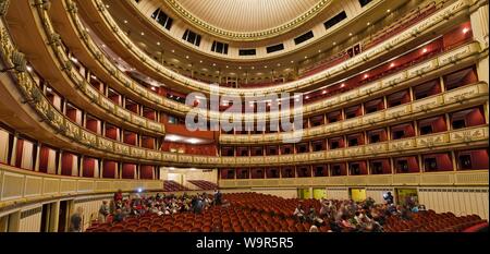 Interno, Opera Hall, Opera di Stato di Vienna, Austria Foto Stock