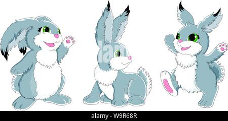 Collezione di conigli divertenti Illustrazione Vettoriale