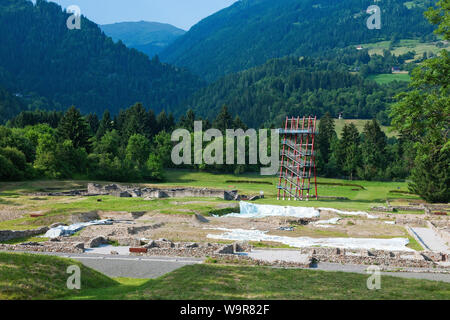 Aguntum, Municipium Claudium Aguntum, la rovina del villaggio romano, Doelsach, Lienz, il Tirolo orientale, Tirolo, Austria, Europa, Dölsach Foto Stock