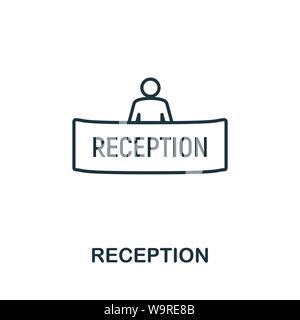 Profilo di ricezione e la relativa icona. Linea sottile elemento di concetto di turismo raccolta di icone. Creative icona di ricezione per le applicazioni mobili e di utilizzo del web Illustrazione Vettoriale