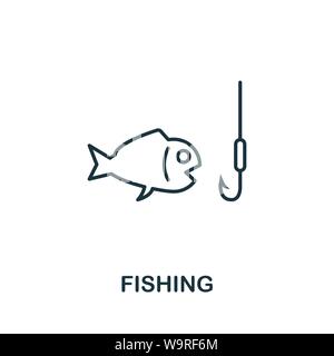 Profilo di pesca icona. Linea sottile elemento di concetto di turismo raccolta di icone. Creative icona di pesca per applicazioni mobili e di utilizzo del web Illustrazione Vettoriale
