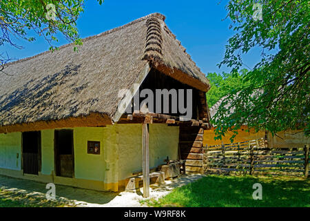 Heimatmuseum, Göcseji Village Museum, Haus, Reetdach Foto Stock