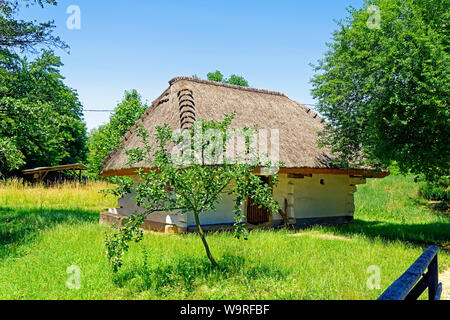 Heimatmuseum, Göcseji Village Museum, Haus, Reetdach Foto Stock