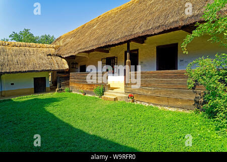 Örség, Wächterregion, Museumsdorf, Pityerszer, Haus, Reetdach Foto Stock