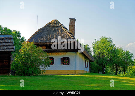 Örség, Wächterregion, Museumsdorf, Pityerszer, Haus, Reetdach, historisch Foto Stock