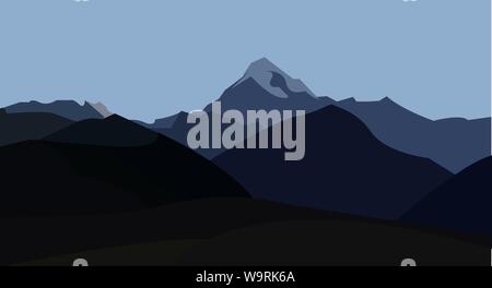 Paesaggio di montagne al tramonto Illustrazione Vettoriale