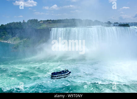 Belle Cascate del Niagara in estate in una limpida giornata di sole, vista dal lato canadese. Niagara Falls, Ontario, Canada Foto Stock