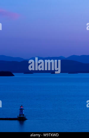 Faro sul Lago Champlain a Burlington Vermont, USA Foto Stock