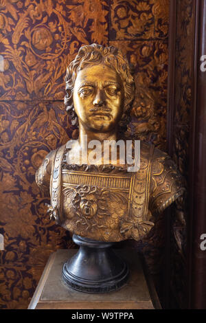 Lo zar Pietro il Grande di Russia - busto in re Federico IV corridoio, il Castello di Rosenborg Copenhagen DANIMARCA Europa Foto Stock