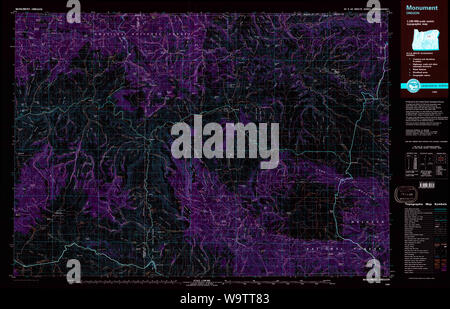 USGS TOPO Map Oregon monumento 283104 1980 100000 Restauro invertito Foto Stock