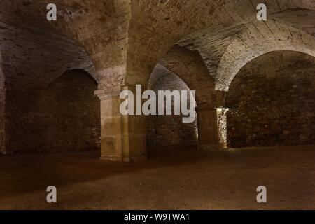 Camera arcuata sotto il vecchio tempio in Krzeszow Foto Stock