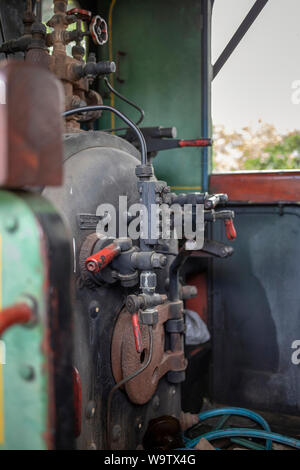 Pannello di controllo del calibro di stretta locomotiva a vapore Foto Stock