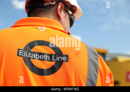 Lavori di costruzione per completare Crossrail, o la linea di Elisabetta, a Londra, Regno Unito Foto Stock