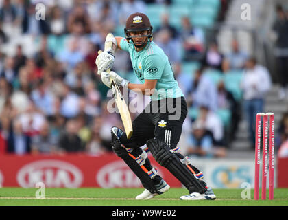 Londra, Regno Unito. Il 15 agosto, 2019. Ollie il Papa del Surrey Cricket Club durante T20 vitalità Fixture Blast tra Surrey vs Sussex alla Kia Oval Cricket Ground giovedì, 15 agosto 2019 a Londra Inghilterra. Credito: Taka G Wu/Alamy Live News Foto Stock