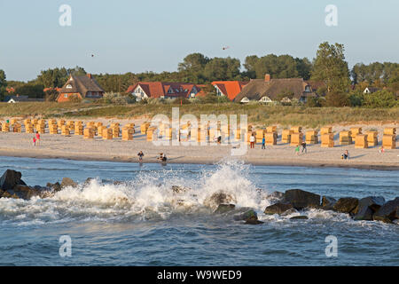 Onde di vento sulla spiaggia di Wustrow, Meclemburgo-Pomerania Occidentale, Germania Foto Stock