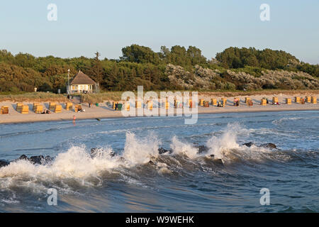 Onde di vento sulla spiaggia di Wustrow, Meclemburgo-Pomerania Occidentale, Germania Foto Stock