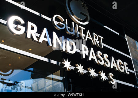 Barcellona, Spagna - 14 Nov 2017: vista del logotipo della moderna Guitart Grand Passage hotel quattro stelle nel centro di barcellona Foto Stock