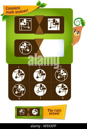 Gioco educativo per i bambini e gli adulti e sviluppo della logica, iq. Completa analogia matematica Illustrazione Vettoriale