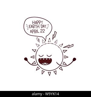 Sole radiante kawaii icona isolato Illustrazione Vettoriale