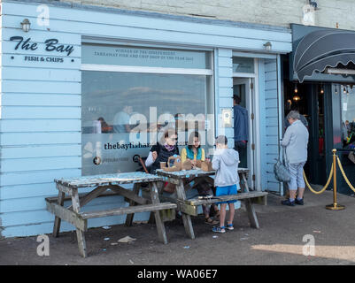 La baia di Fish & Chip shop di Stonehaven, Aberdeenshire. Foto Stock