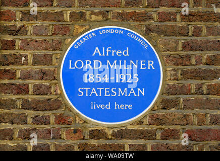 Blue lapide che ricorda più Alfred Milner al 14 Manchester Square, Marylebone, London W1U 3PP, City of Westminster. Foto Stock