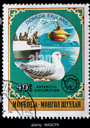 Albatro errante, Diomedea exulans, francobollo, Mongolia, 1980 Foto Stock