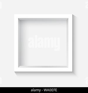Quadrato bianco 3d photo frame con ombra Illustrazione Vettoriale