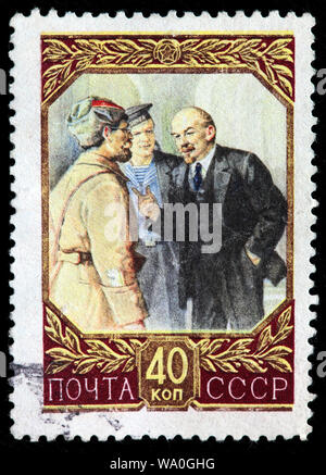 Vladimir Lenin, francobollo, Russia, URSS, 1957 Foto Stock