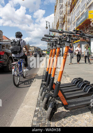 E-scooter, scooter elettrico, scooter elettrico, a Berlino, Foto Stock