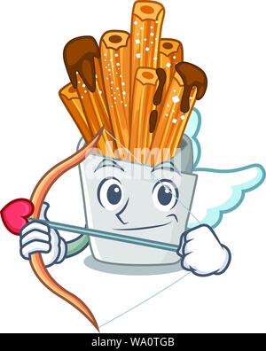 Amorino con churros nella forma di cartoni animati Illustrazione Vettoriale