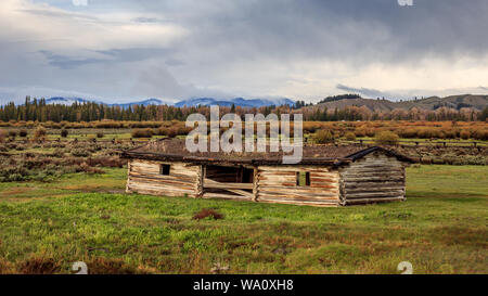 Cunningham cabina, Grand Teton National Park, Wyoming USA Foto Stock