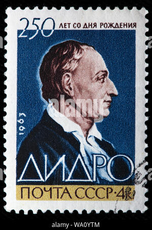 Denis Diderot (1713-1784), filosofo francese, scrittore, francobollo, Russia, URSS, 1963 Foto Stock