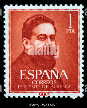 Isaac Albeniz (1860-1909), spagnolo virtuoso pianista, compositore, conduttore, francobollo, Spagna, 1960 Foto Stock