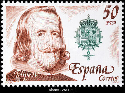 Filippo IV (1605-1665), Re di Spagna e Portogallo, Habsburg, francobollo, Spagna, 1979 Foto Stock