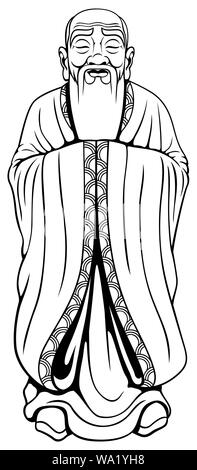 Uomo Saggio Line Art Illustrazione Vettoriale