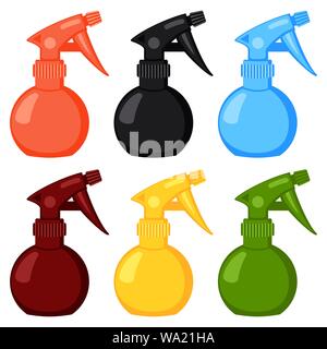 Colorata in stile fumetto spruzzatore di acqua impostata Illustrazione Vettoriale