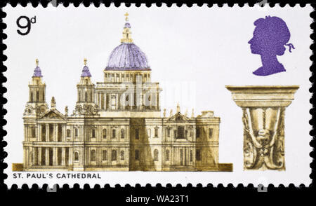 Cattedrale di Saint Paul, Londra, francobollo, UK, 1969 Foto Stock