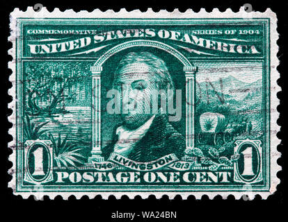 Robert R. Livingston (1746-1813), uomo politico americano, Louisiana Purchase, francobollo, USA, 1904 Foto Stock