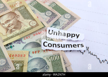 Indian carta moneta che rappresenta economia rovina Foto Stock