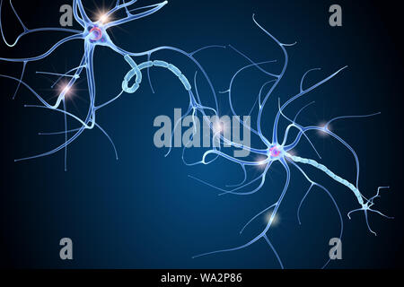 Cellula nervosa anatomia in dettagli. 3D illustrazione Foto Stock