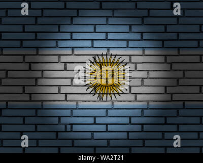 Bandiera dell'Argentina sulla parete di mattoni. 3d'illustrazione. Foto Stock
