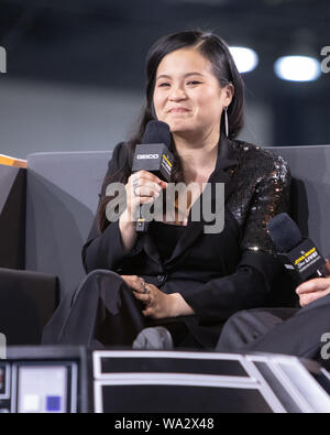 Kelly Marie Tran e JJ Abrams vengono intervistati su "Star Wars Show' a Star Wars Celebration per la salita di skywalker Foto Stock