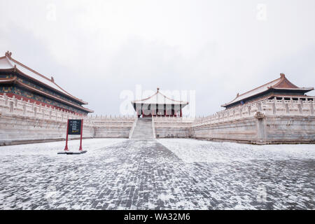 Il Museo del Palazzo Imperiale a Pechino la neve Foto Stock