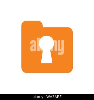 Documento, File allegato, Cartella, Secure, Keyhole, sicurezza, icona, elemento di logo. Illustrazione Vettoriale