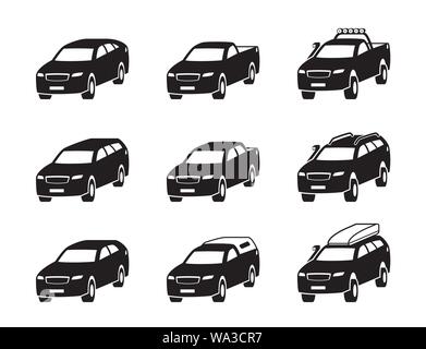 Diversi sport utility vehicles in prospettiva - illustrazione vettoriale Illustrazione Vettoriale