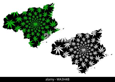 Prefettura di Tokushima (divisioni amministrative del Giappone, Prefetture del Giappone) mappa è progettato Cannabis leaf verde e nero, Tokushima mappa fatta di ma Illustrazione Vettoriale