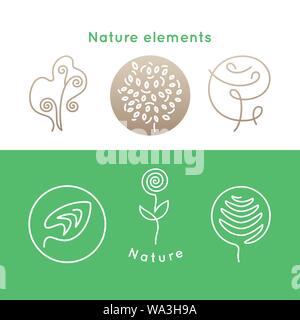 La natura degli elementi delle icone Illustrazione Vettoriale