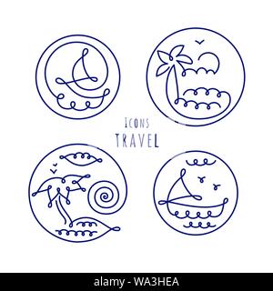 Logo lineare travel Illustrazione Vettoriale