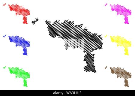 Della provincia dello Hainaut (Regno del Belgio, province del Belgio, la regione vallone) mappa illustrazione vettoriale, scribble schizzo Heynowes mappa Illustrazione Vettoriale