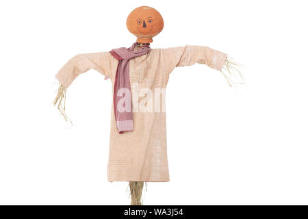 Scarecrow isolato su sfondo bianco Foto Stock
